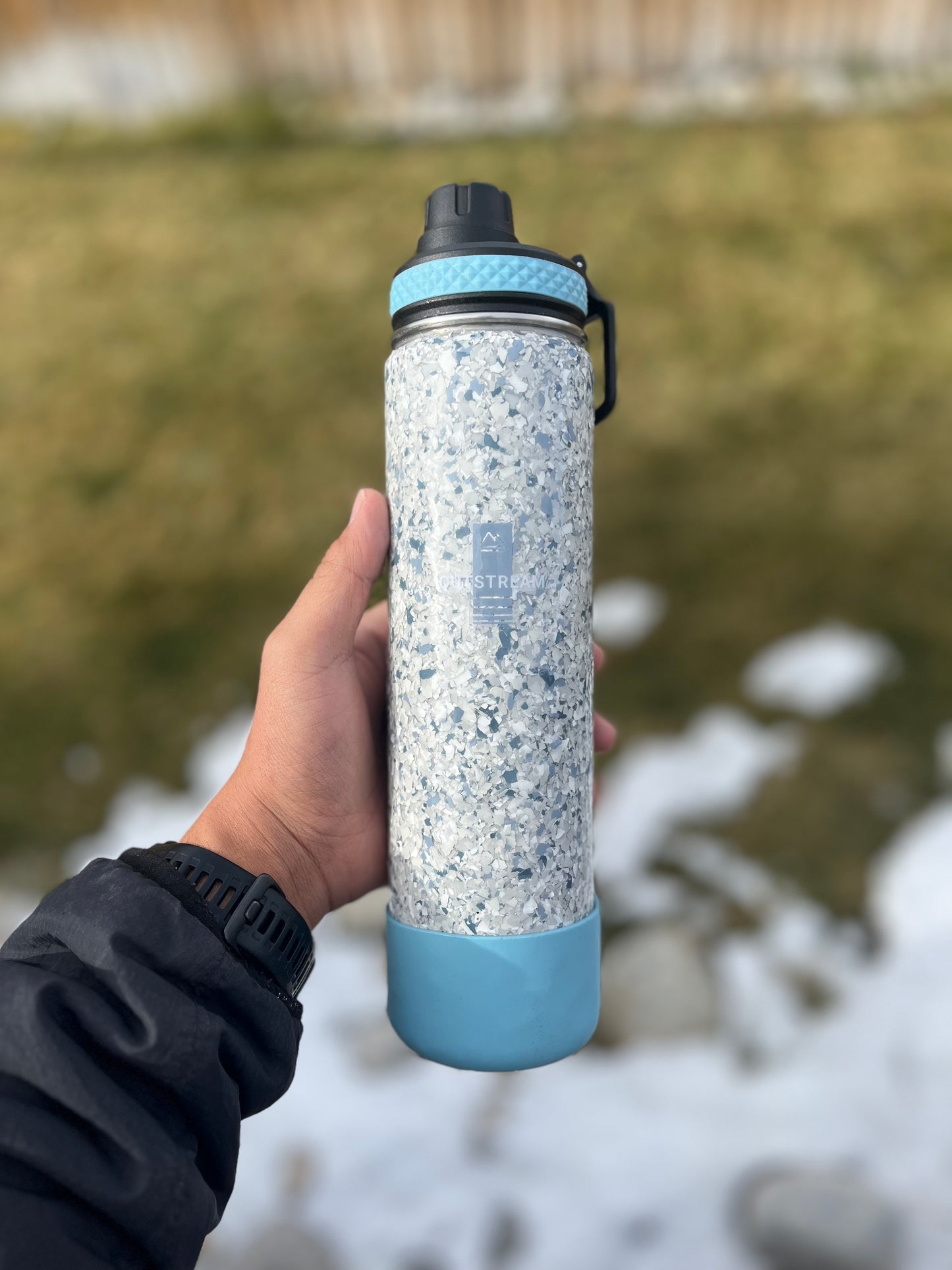 Tidal Wave Light Blue Insulated Water Bottle