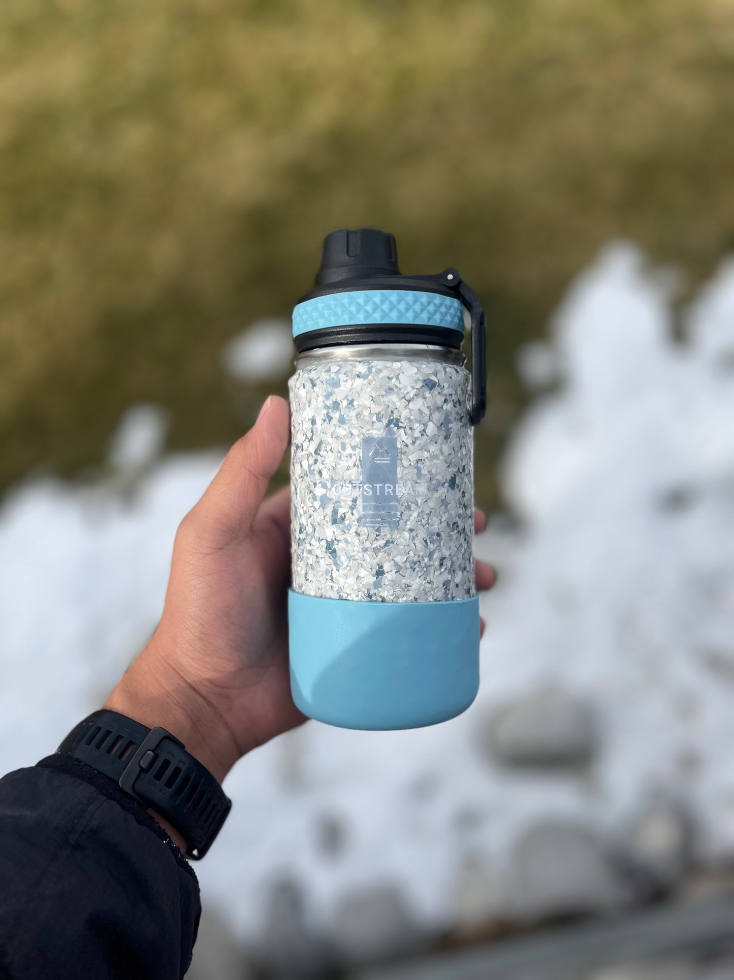 Tidal Wave Light Blue Insulated Water Bottle