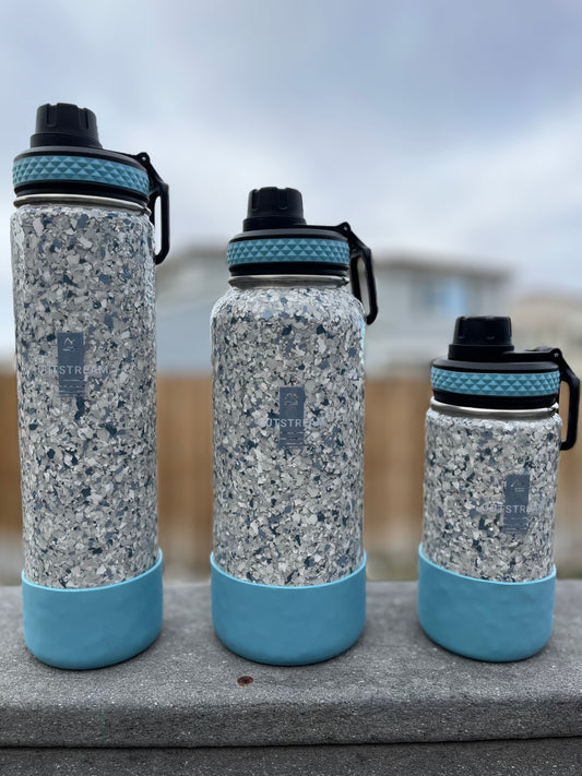 Tidal Wave Light Blue Insulated Water Bottle