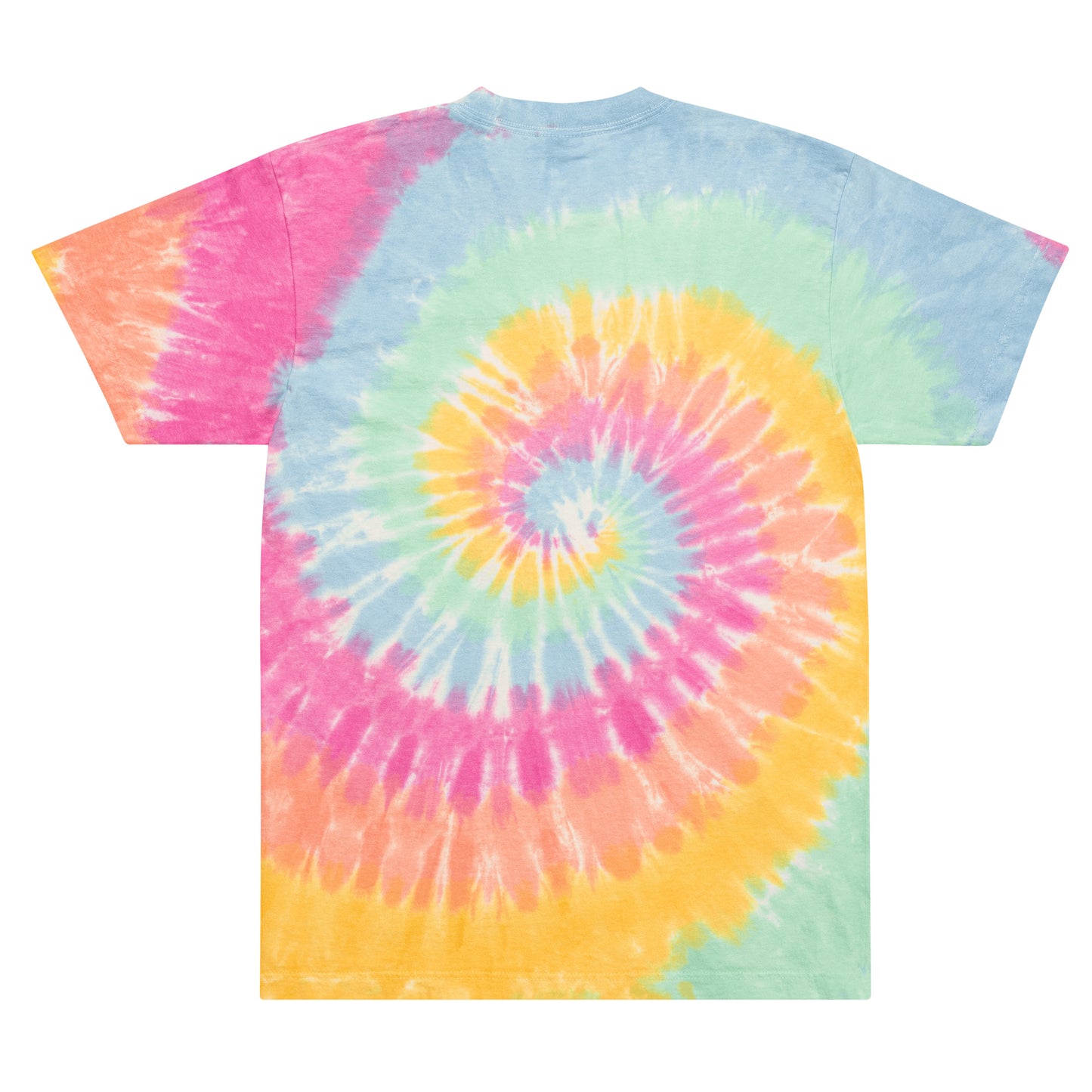 Pink Rainbow Oversized Embroidered Tie-Dye T-Shirt