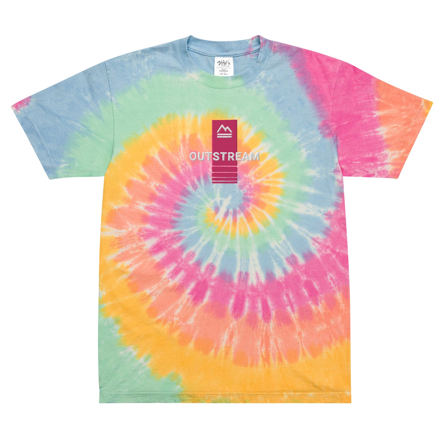 Pink Rainbow Oversized Embroidered Tie-Dye T-Shirt